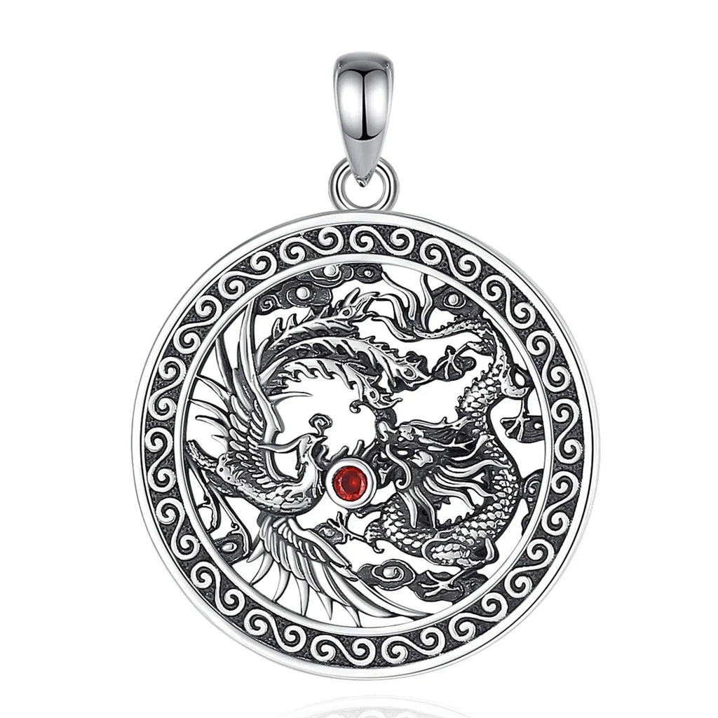 Necklace Phoenix & Dragon Flame Amulet
