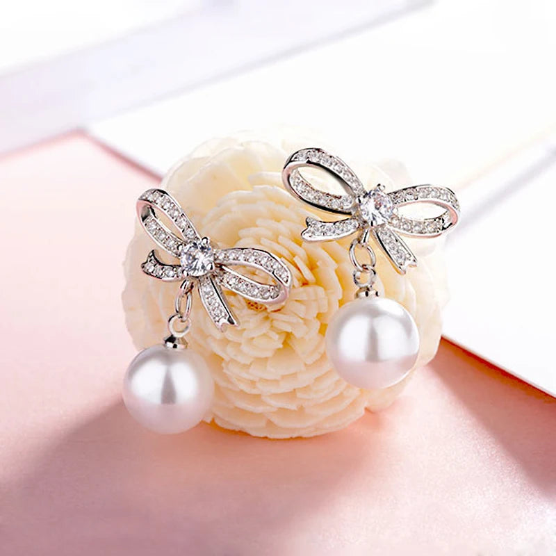 Earrings Luna Pearl Bow Drop