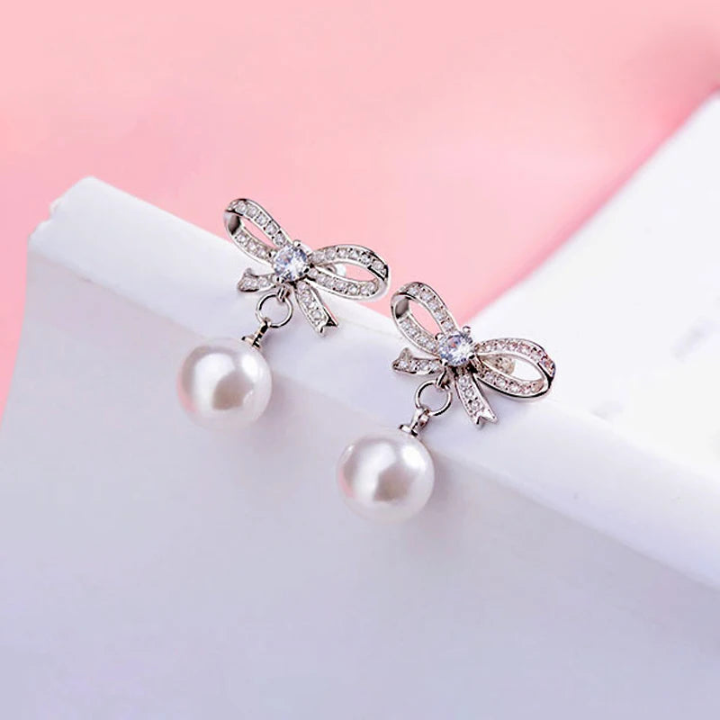 Earrings Luna Pearl Bow Drop
