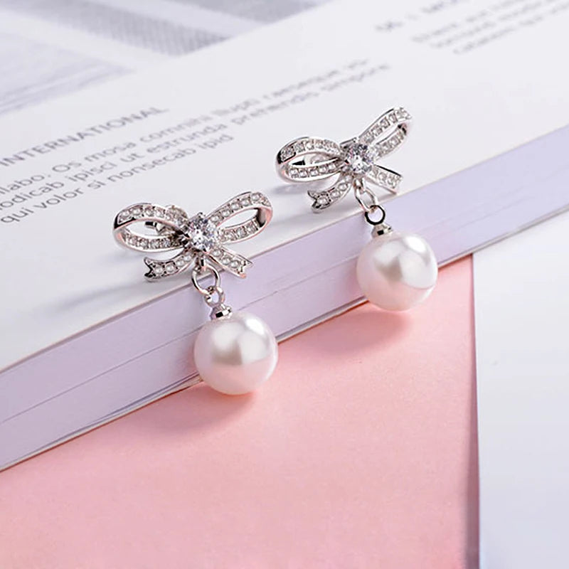 Earrings Luna Pearl Bow Drop
