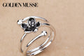 Ring Black Flower Adjustable