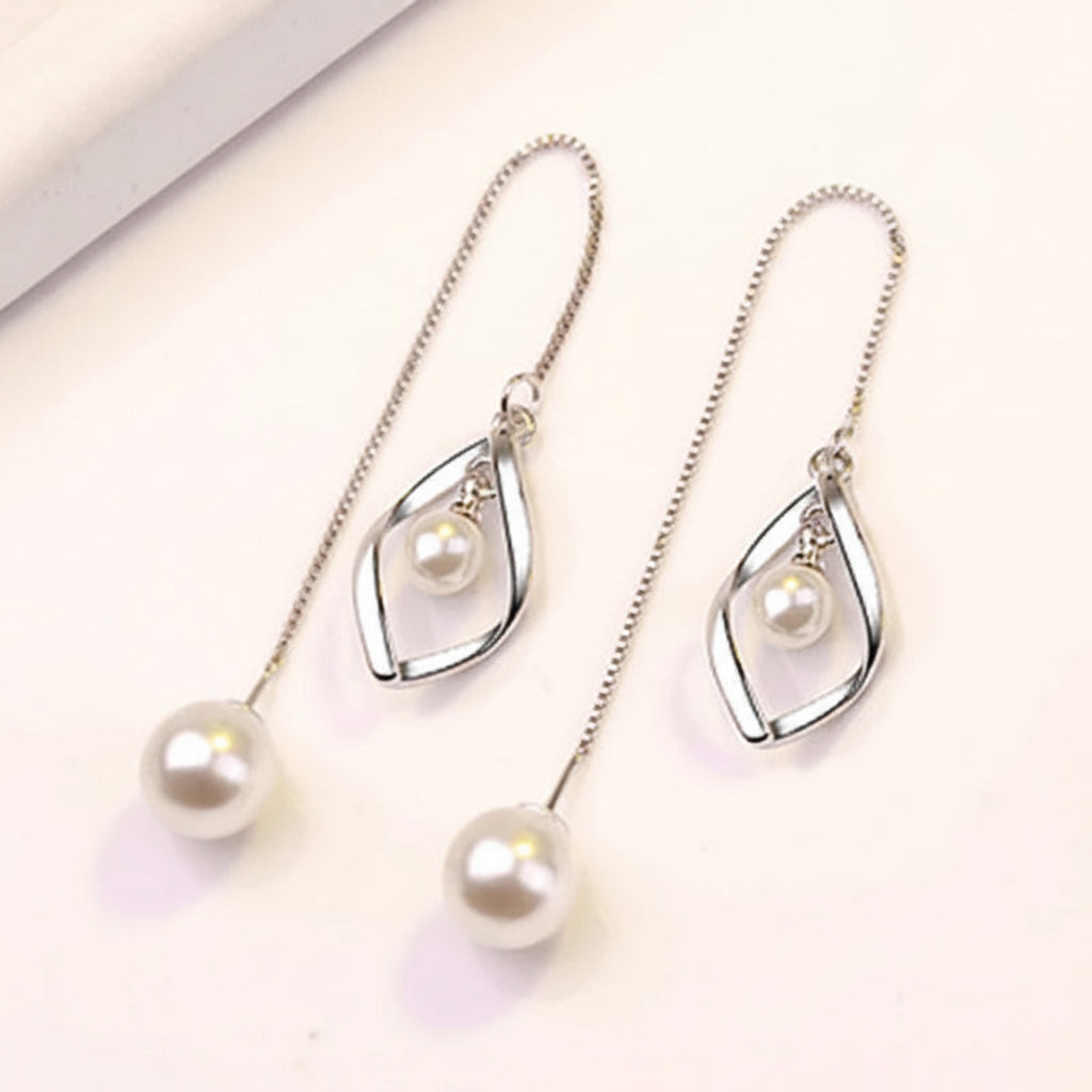 Earrings Twisted Pearl Chain