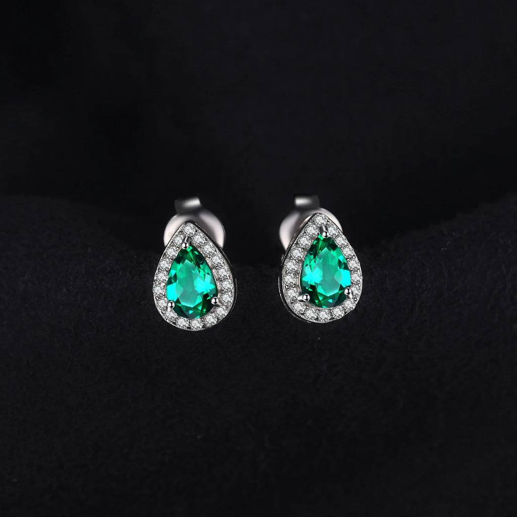 Earrings Pear Emerald Stud