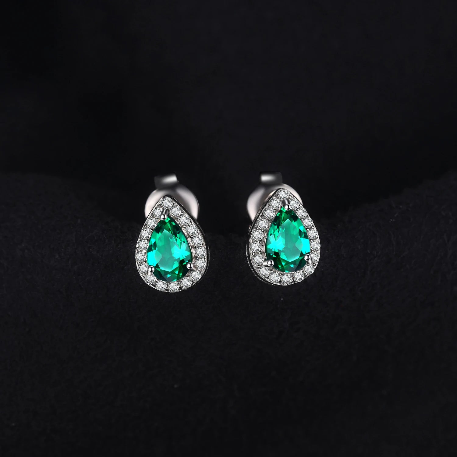 Earrings Pear Emerald Stud