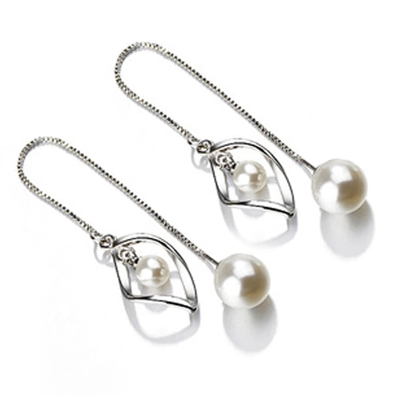 Earrings Twisted Pearl Chain