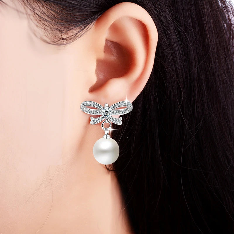 Earrings Luna Pearl Bow Drop