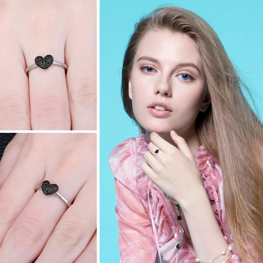 Ring Black Spinel Heart Promise