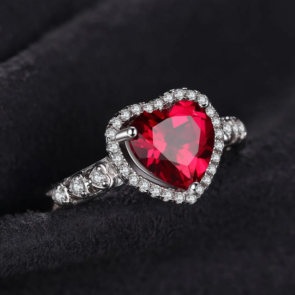 Ring Ruby Heart Halo