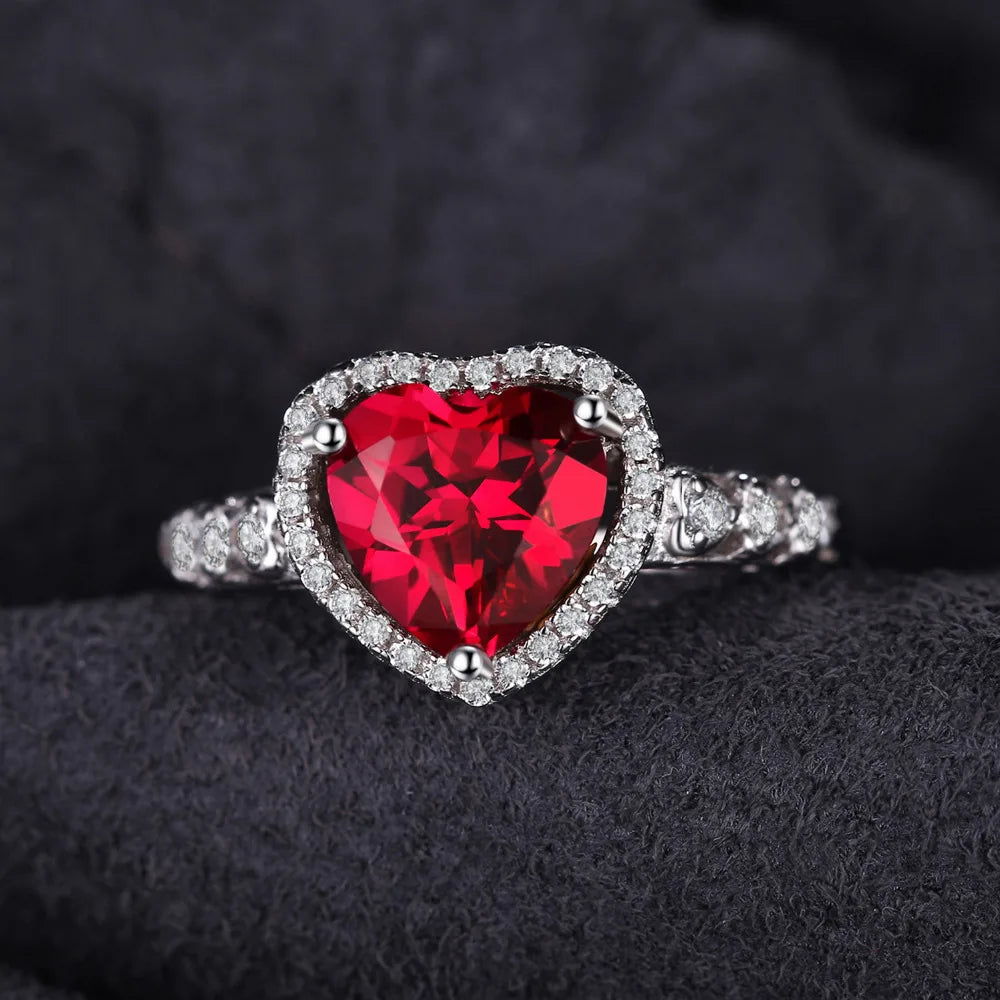 Ring Ruby Heart Halo