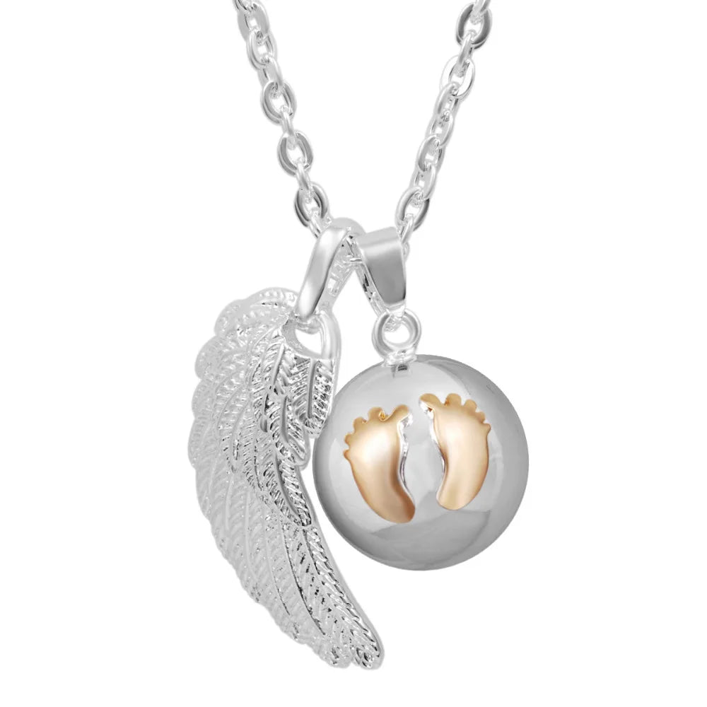 necklace Angel Wings Baby Feet Harmony Bola