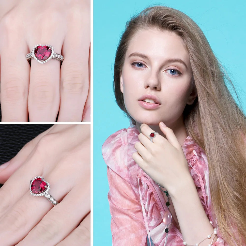 Ring Ruby Heart Halo