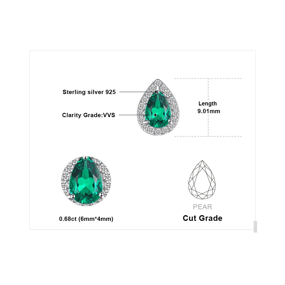 Earrings Pear Emerald Stud