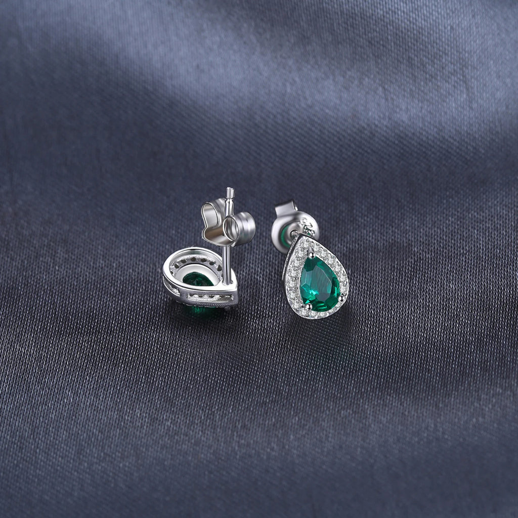 Earrings Pear Emerald Stud