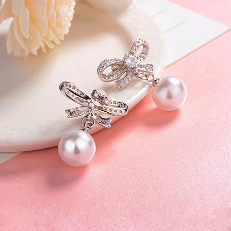 Earrings Luna Pearl Bow Drop