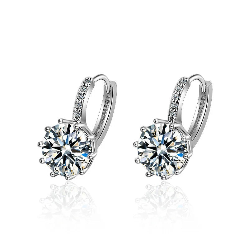 Earrings Black Crystal Hoop