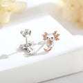 Cute Axolotl 925 Sterling Silver  Earrings Kawaii Zircon Axolotl Stud Earrings Animal Jewelry Christmas Gift for Woman