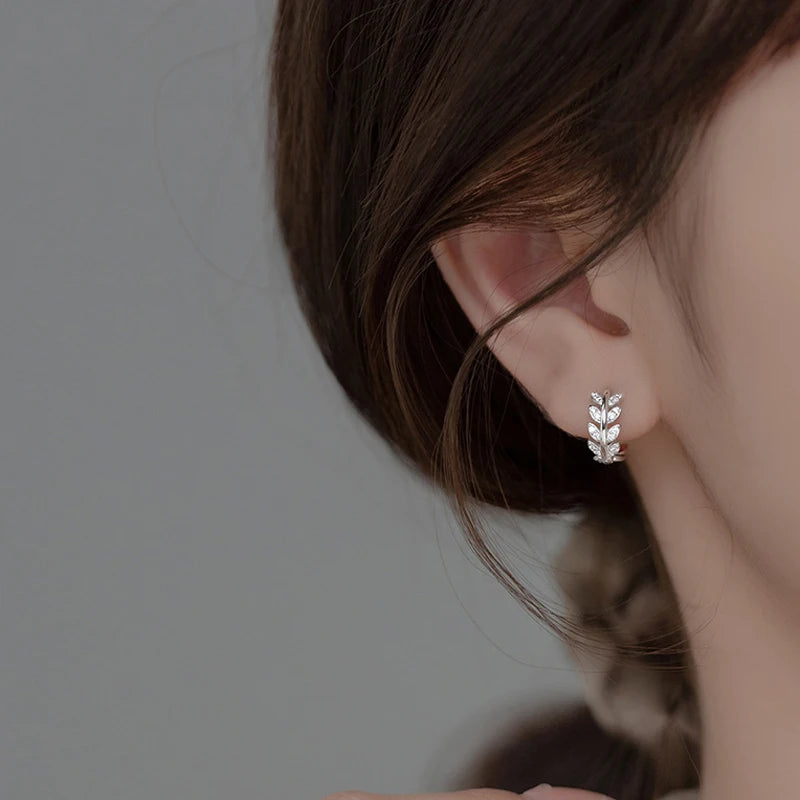 Earrings Punk Rock Rose Gold Leaf Hoop