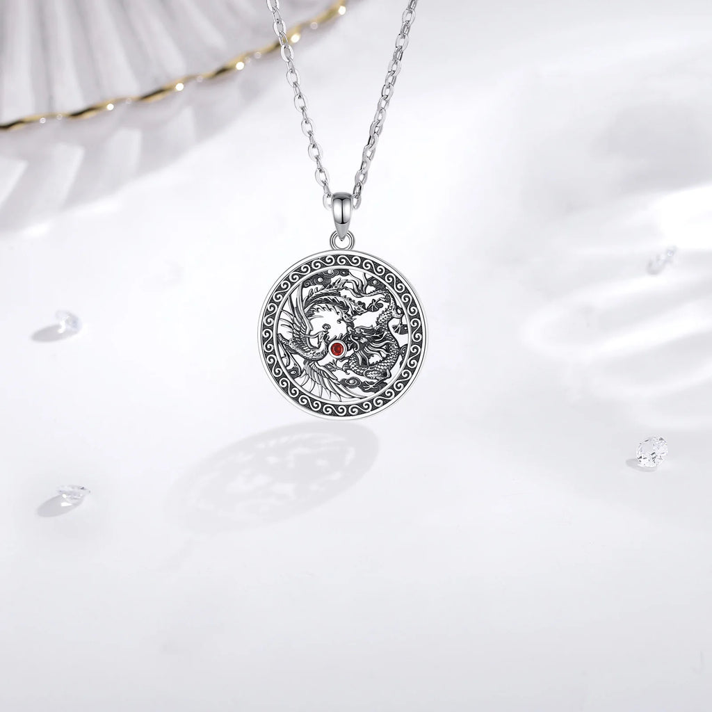 Necklace Phoenix & Dragon Flame Amulet