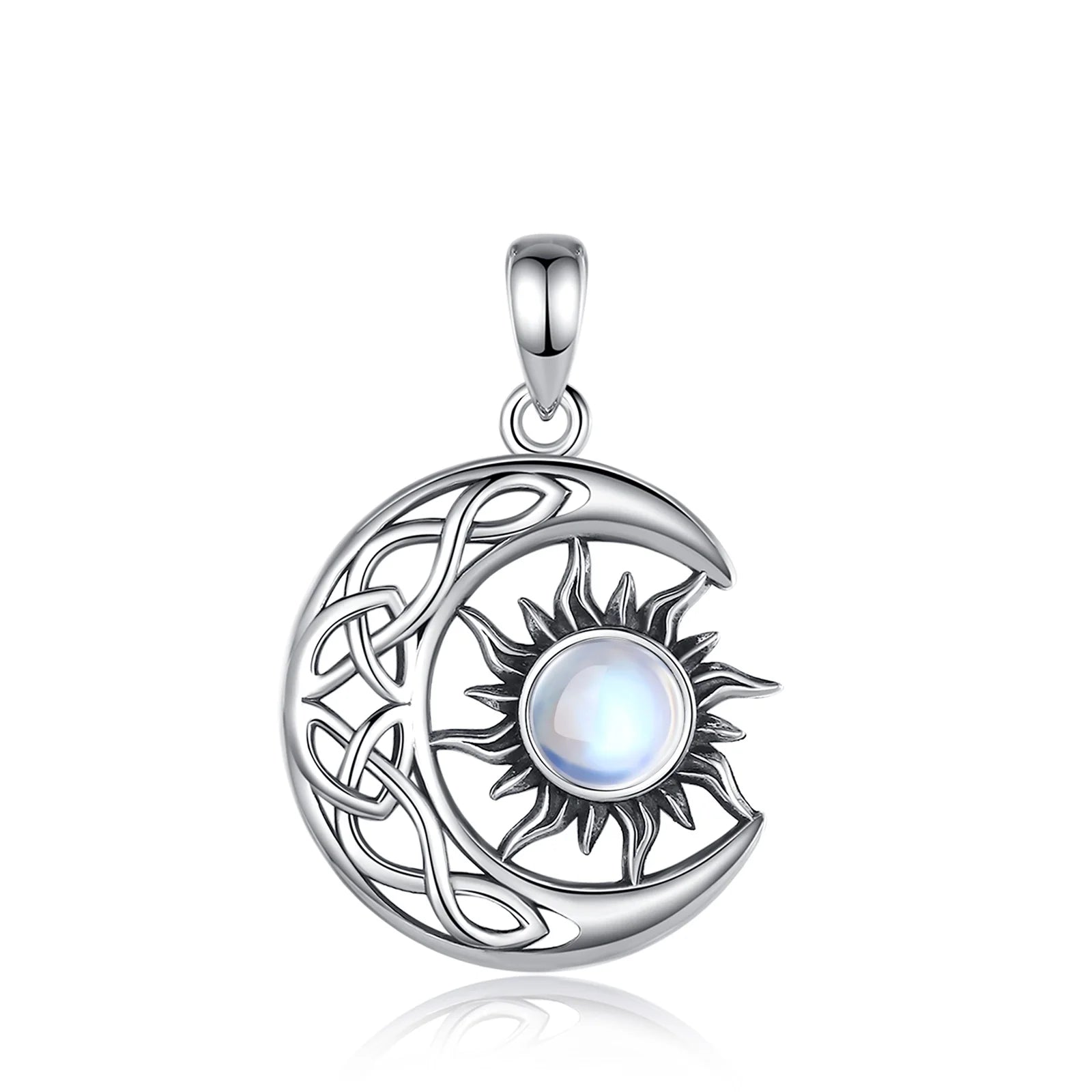 Necklace for Women & Man  925 Sterling Silver Sun Moon Pentagram Viking Celtic knot Moon Pendant Fine Jewelry party