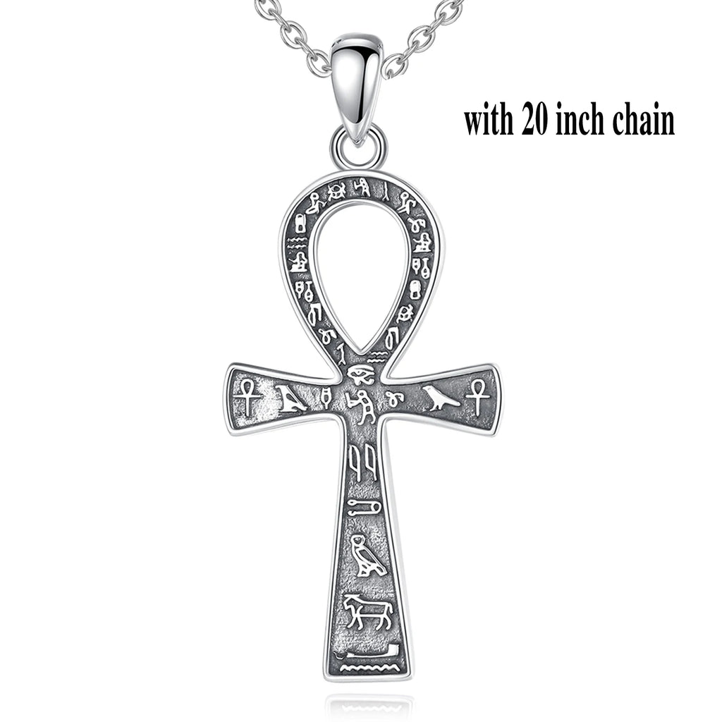 Necklace for Women Man 925 Sterling Silver Ancient Egyptian Cross  Fine Ankh Cross Amulet Pendant