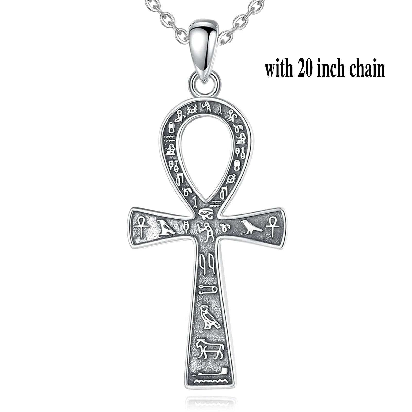 Necklace for Women Man 925 Sterling Silver Ancient Egyptian Cross  Fine Ankh Cross Amulet Pendant