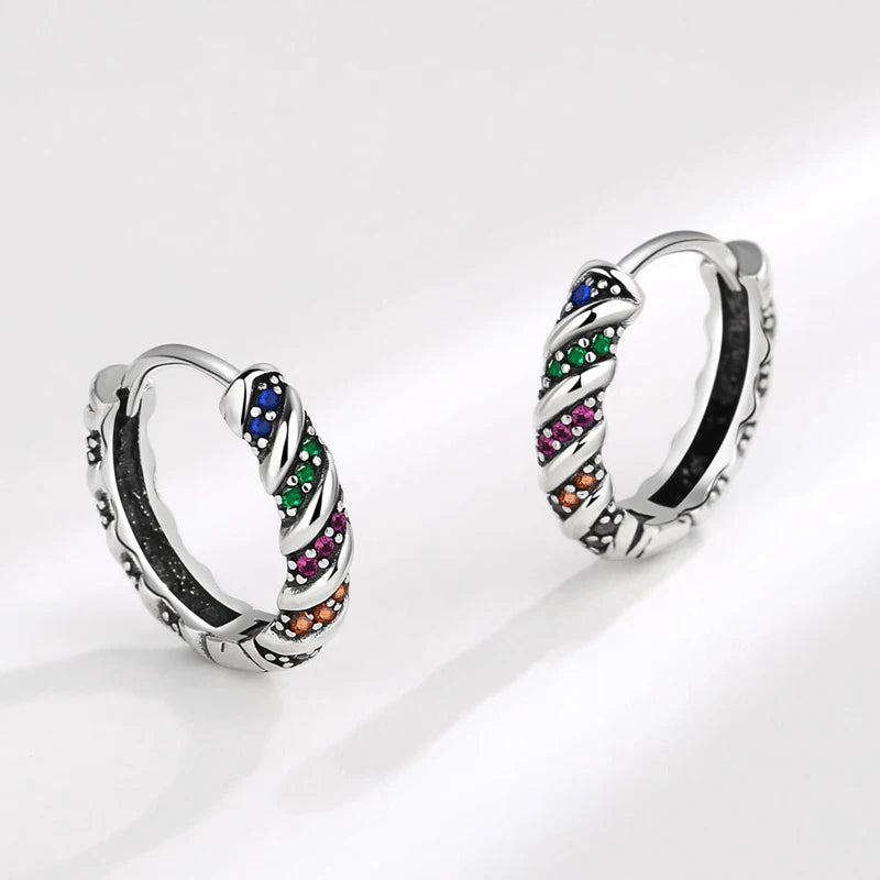 Earrings Rainbow Stripe Hoop