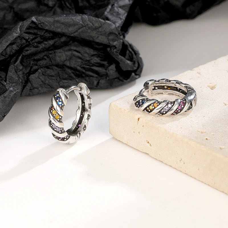Earrings Rainbow Stripe Hoop