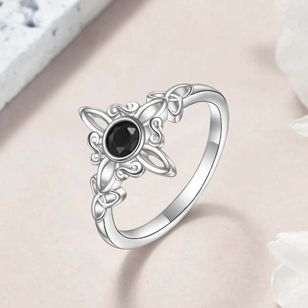 Ring Obsidian Trinity Knot