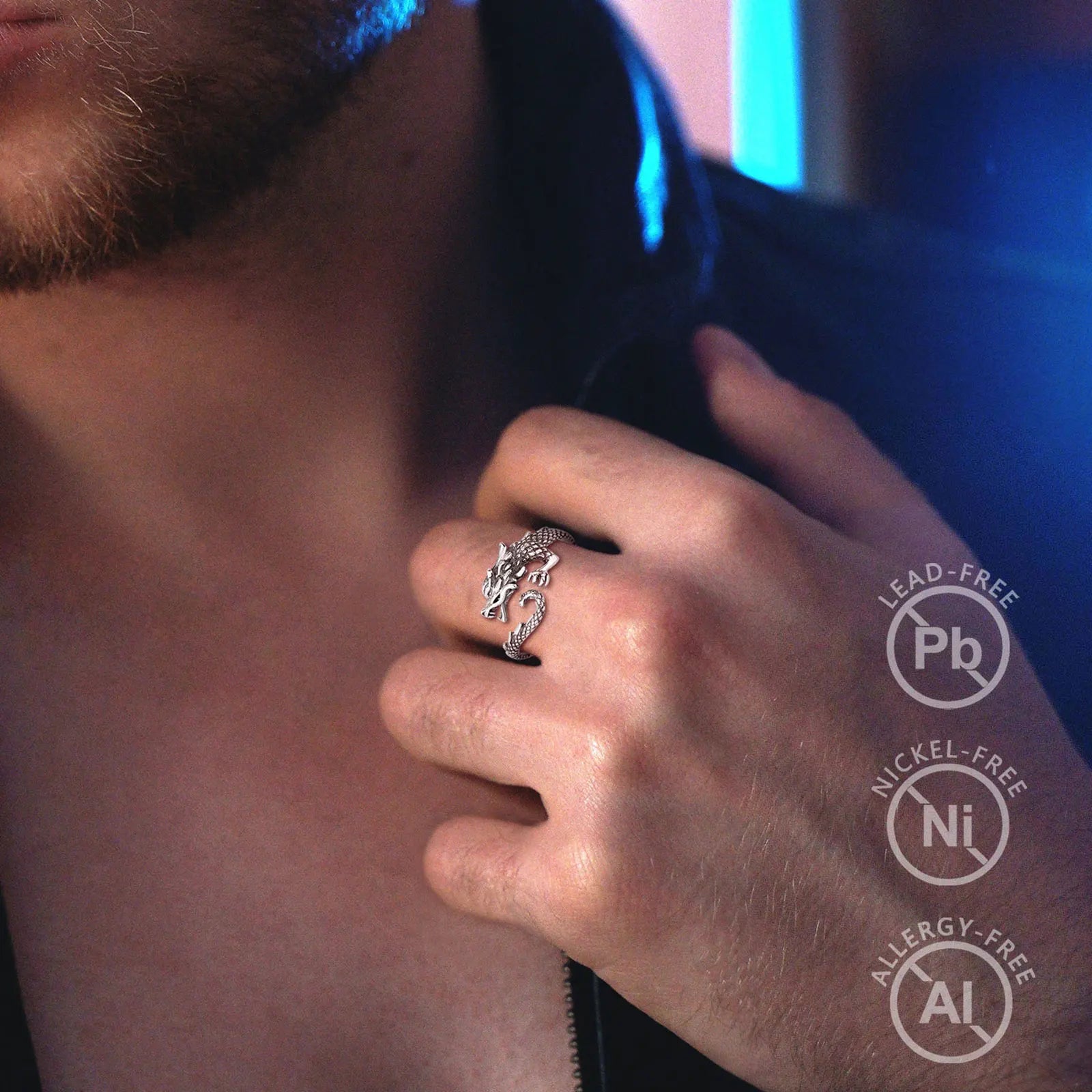 Ring 925 Sterling Silver Cool Dragon Adjustable for Men Women Temperament Personality Dragon Ring vintage Jewelry Gift