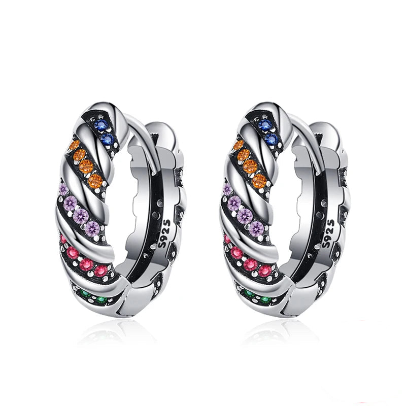 Earrings Rainbow Stripe Hoop
