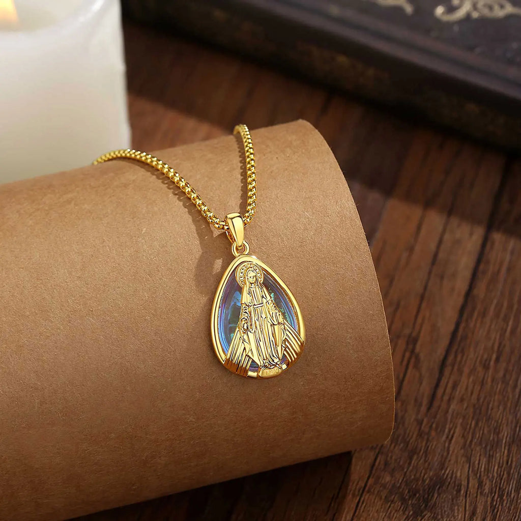 Necklace Virgin Mary Moonstone