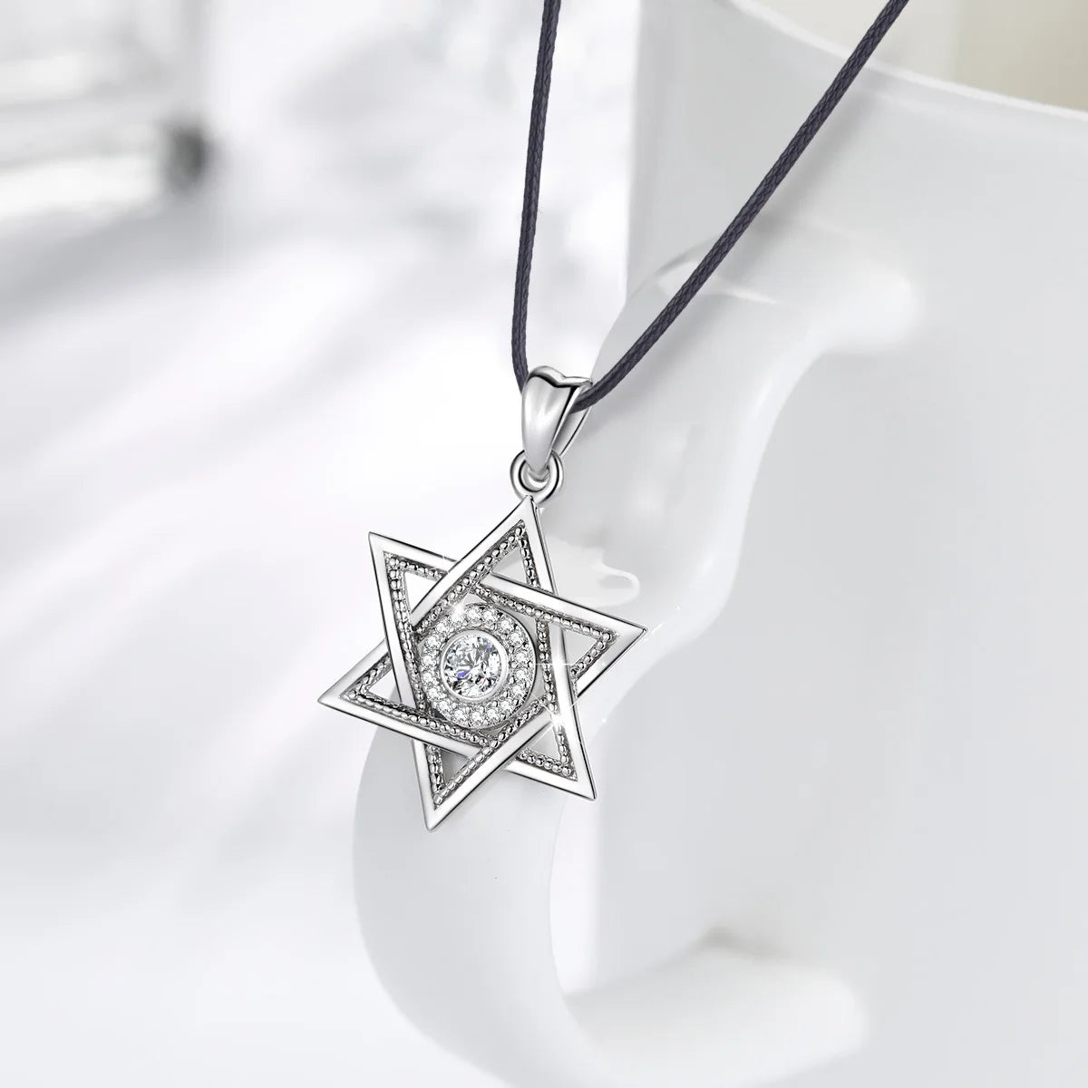 Necklace Star of David Zircon