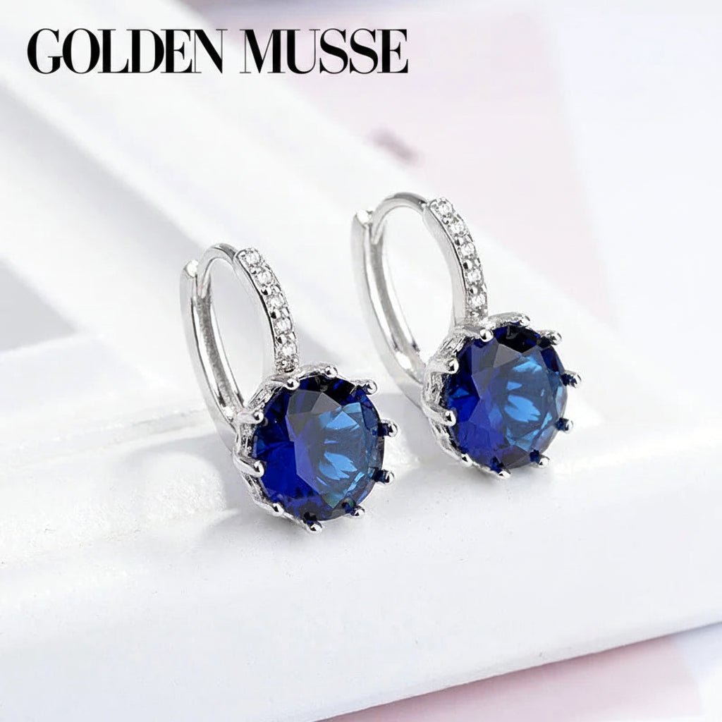 Earrings Black Crystal Hoop