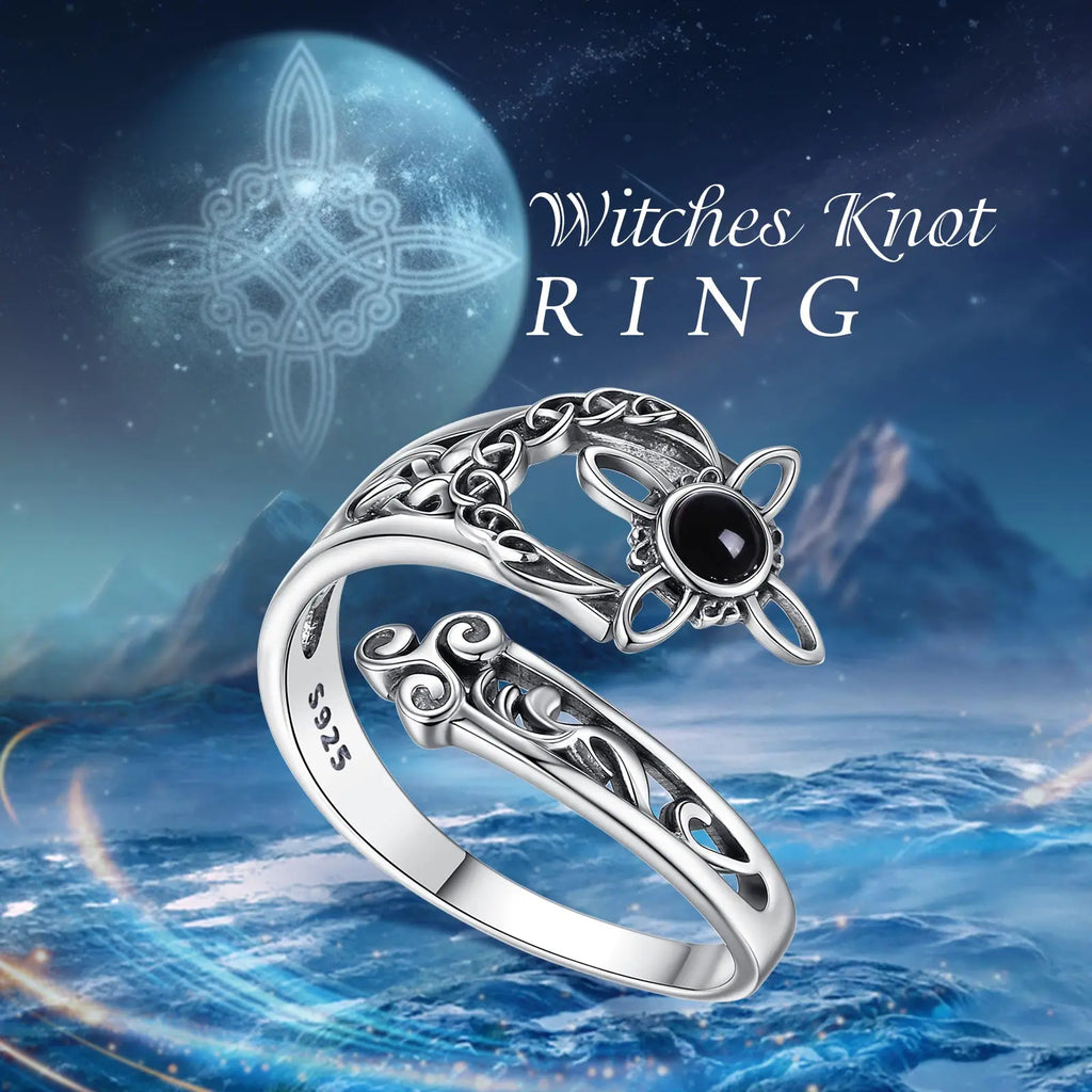 Ring Obsidian Witch's Knot