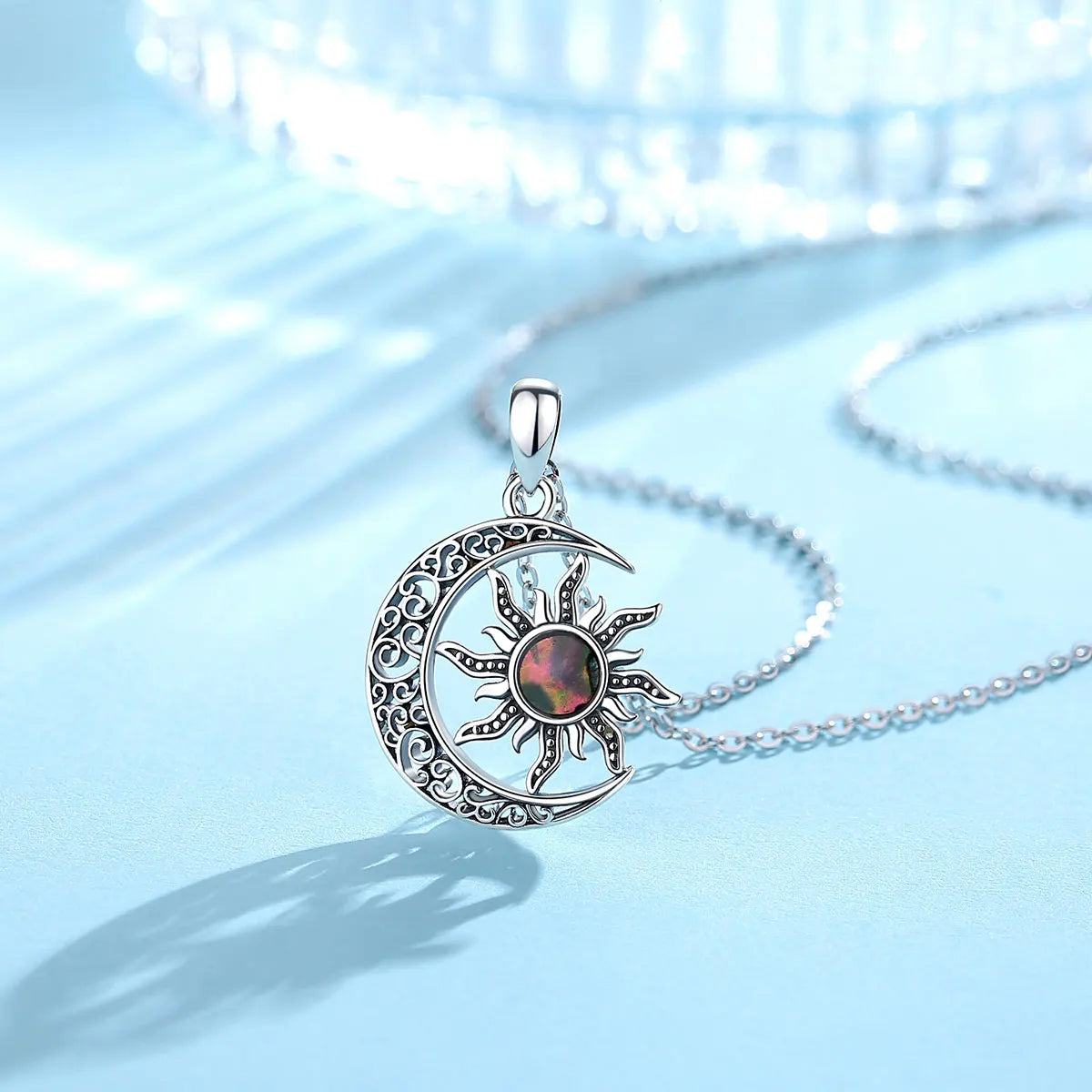 Necklace for Women & Man  925 Sterling Silver Sun Moon Pentagram Viking Celtic knot Moon Pendant Fine Jewelry party