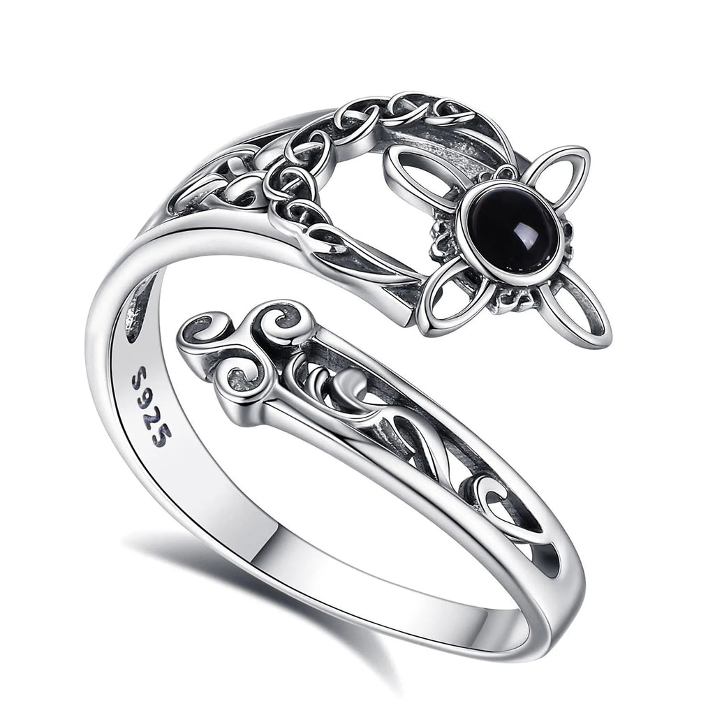 Ring Obsidian Witch's Knot