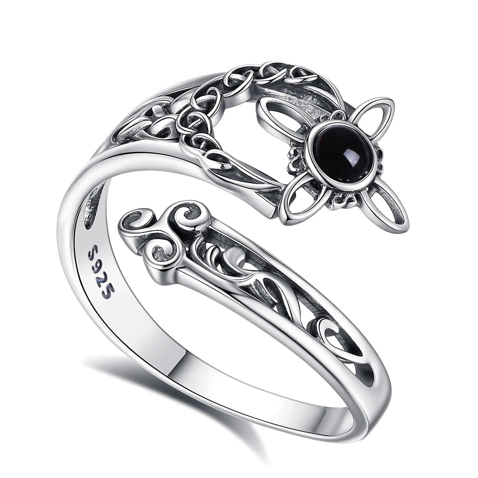 Ring Obsidian Witch's Knot