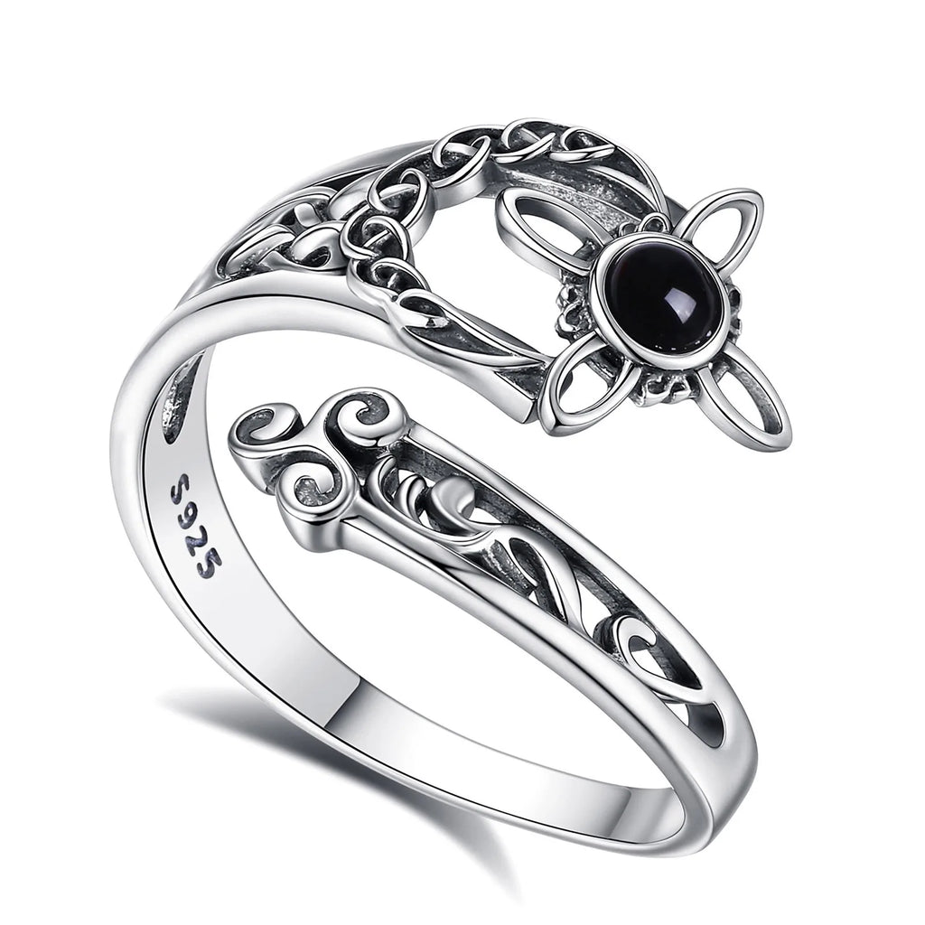 Ring Obsidian Witch's Knot