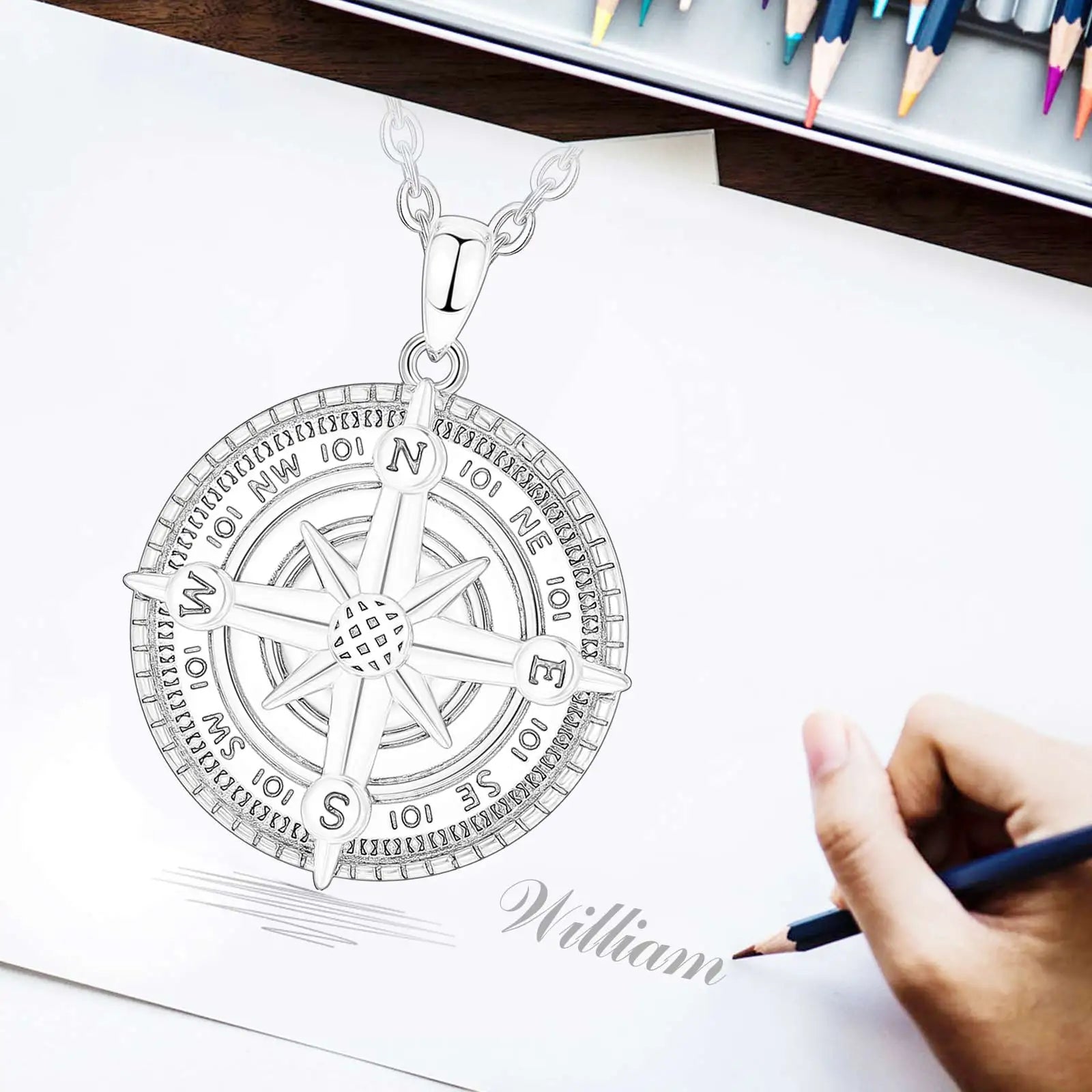Necklace Compass Pendant