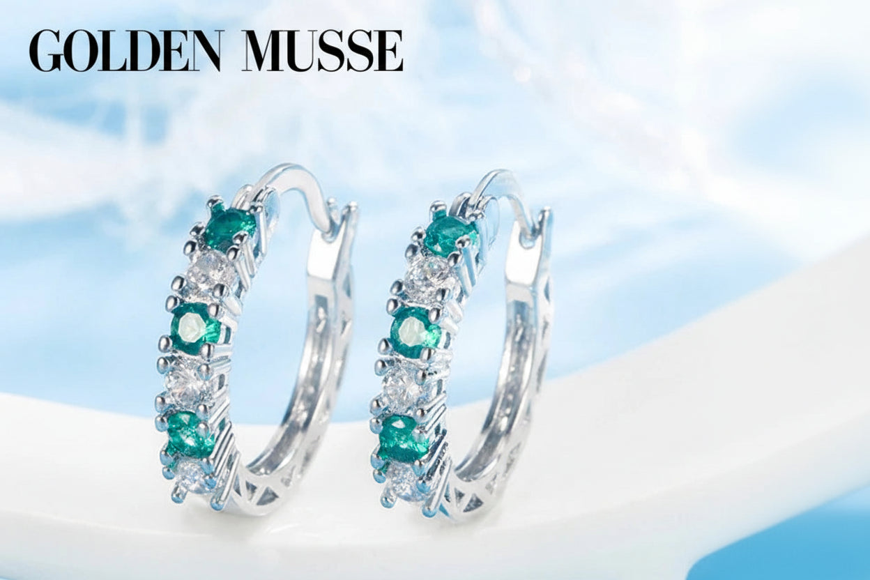 Earrings Aquamarine Hoop