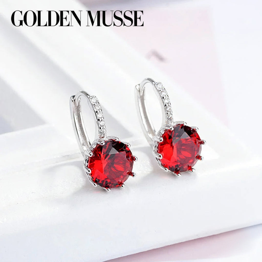 Earrings Black Crystal Hoop