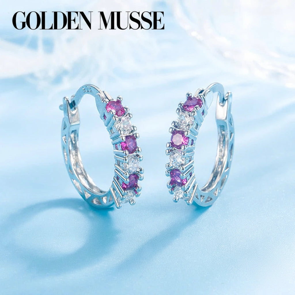 Earrings Aquamarine Hoop