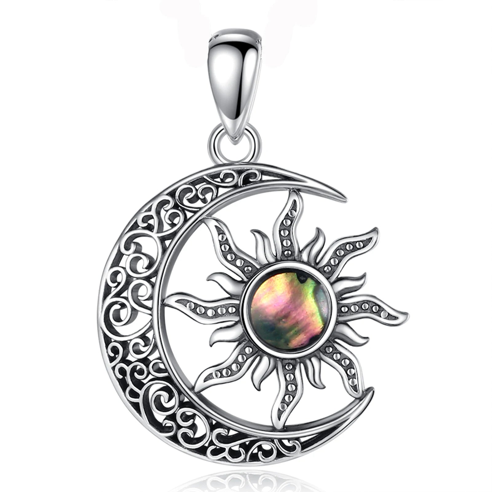Necklace for Women & Man  925 Sterling Silver Sun Moon Pentagram Viking Celtic knot Moon Pendant Fine Jewelry party