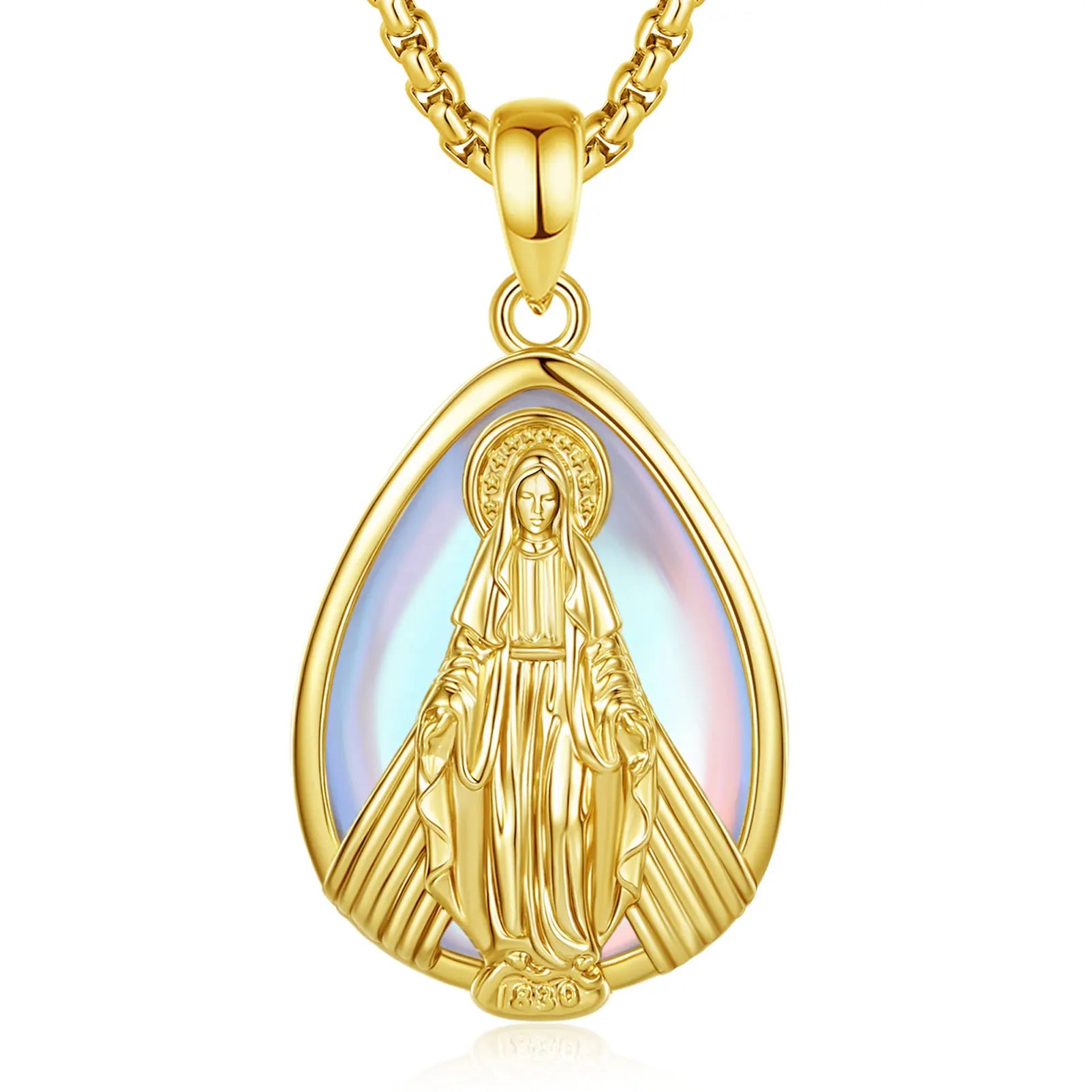 Necklace Virgin Mary Moonstone