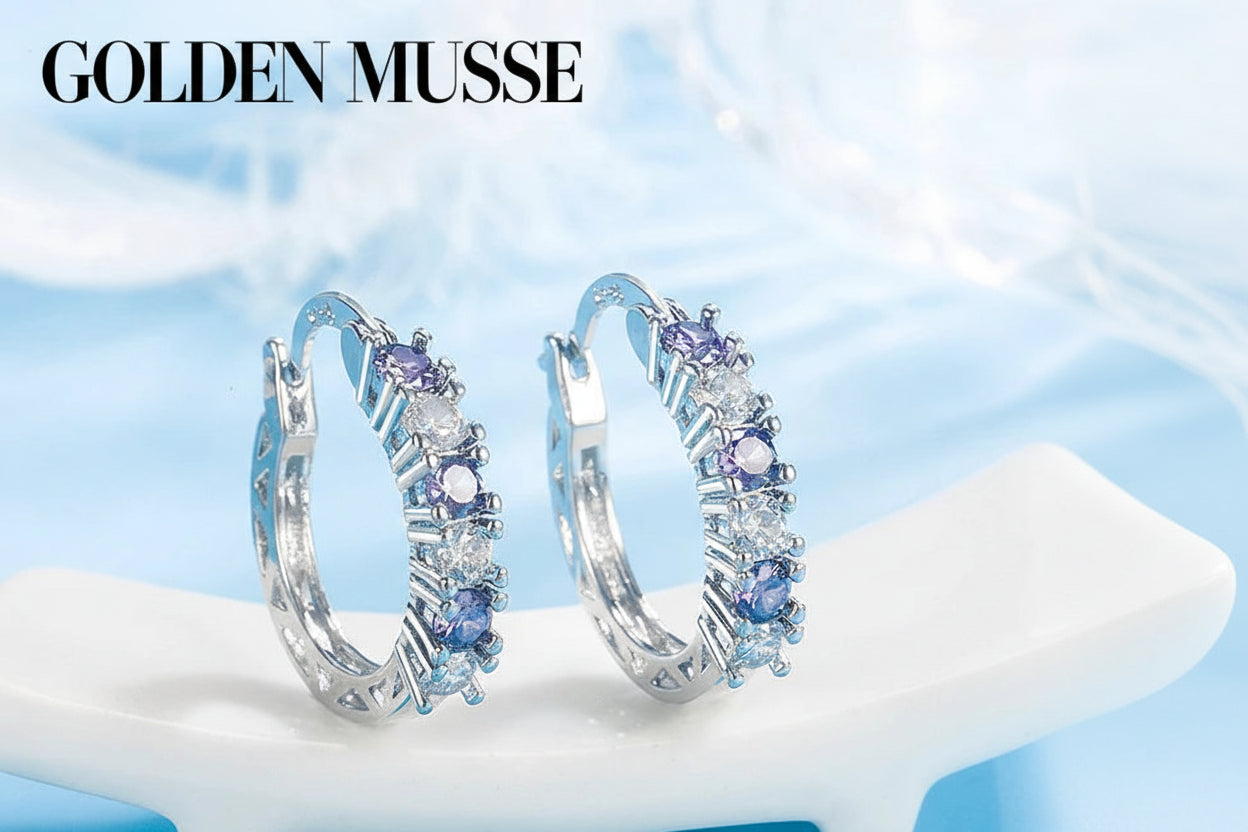 Earrings Aquamarine Hoop