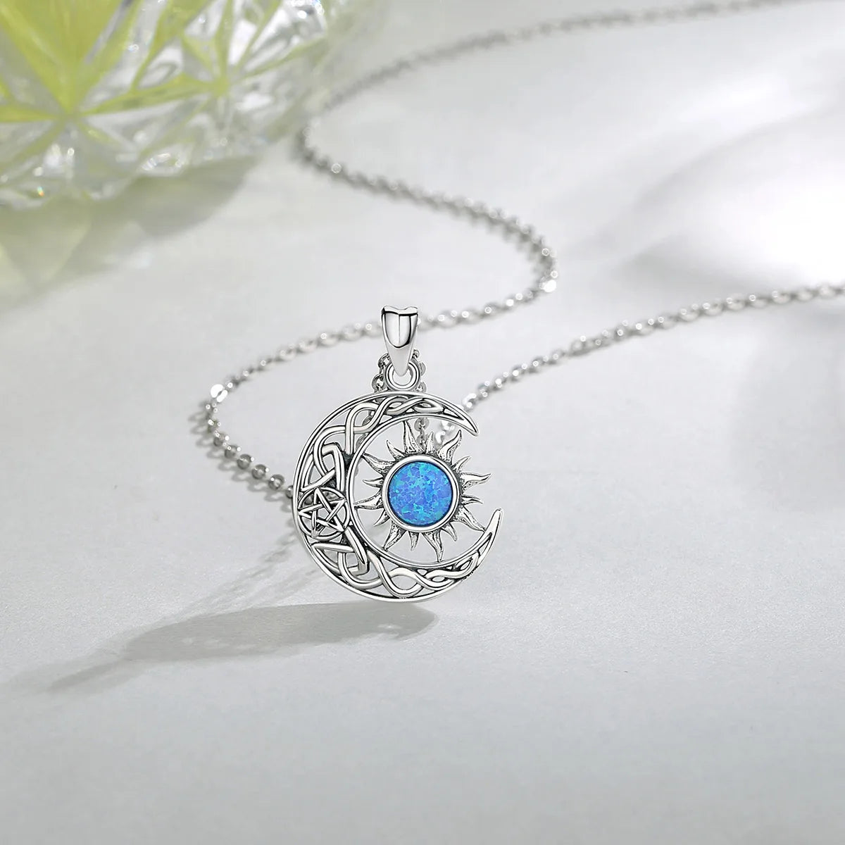 Necklace for Women & Man  925 Sterling Silver Sun Moon Pentagram Viking Celtic knot Moon Pendant Fine Jewelry party