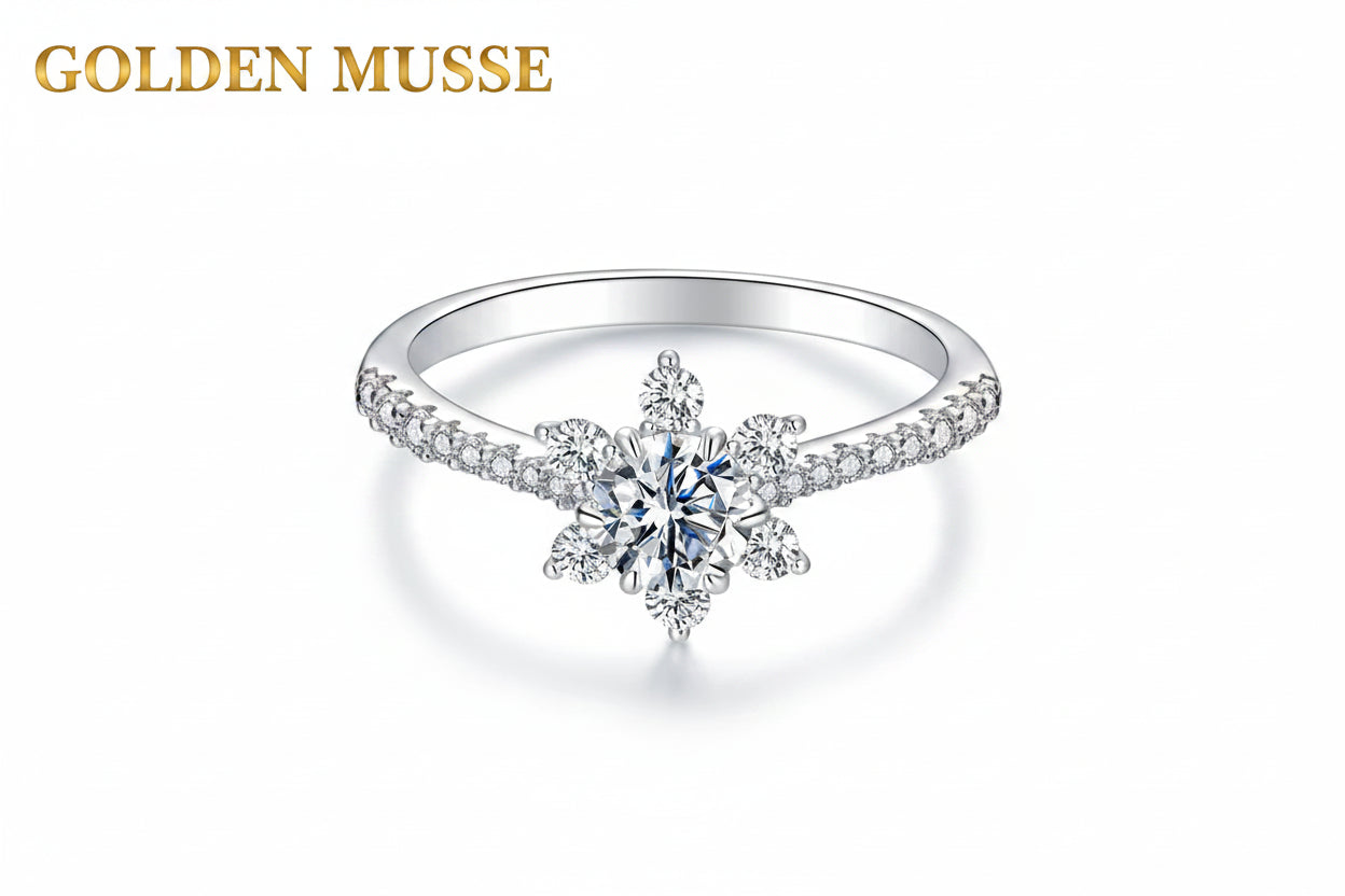 Ring Snowflower Moissanite