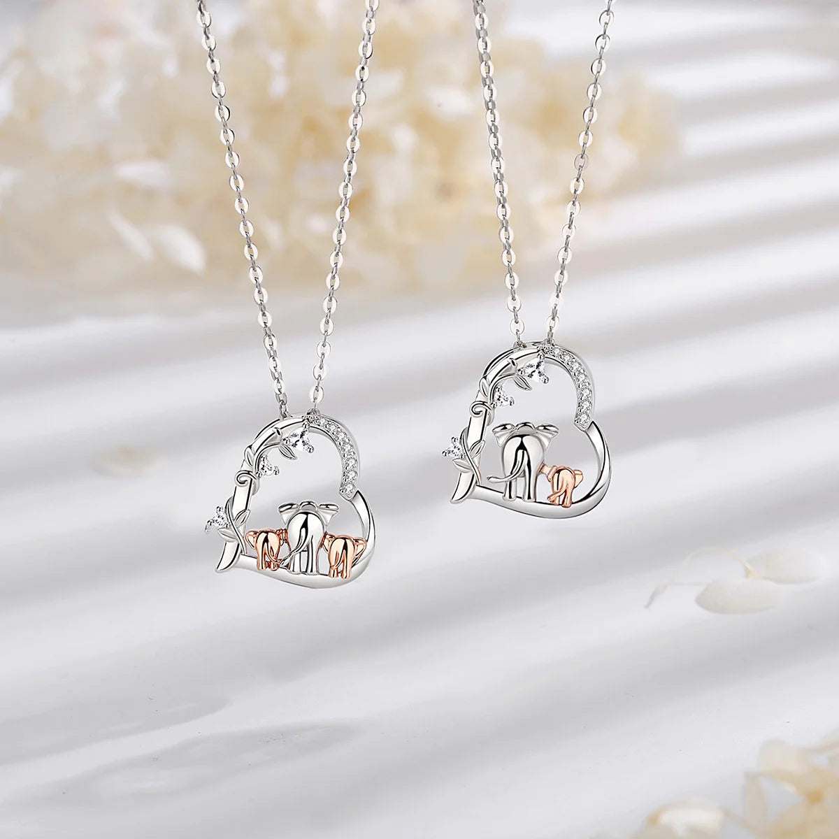 Necklace Mother & Baby Elephant Heart