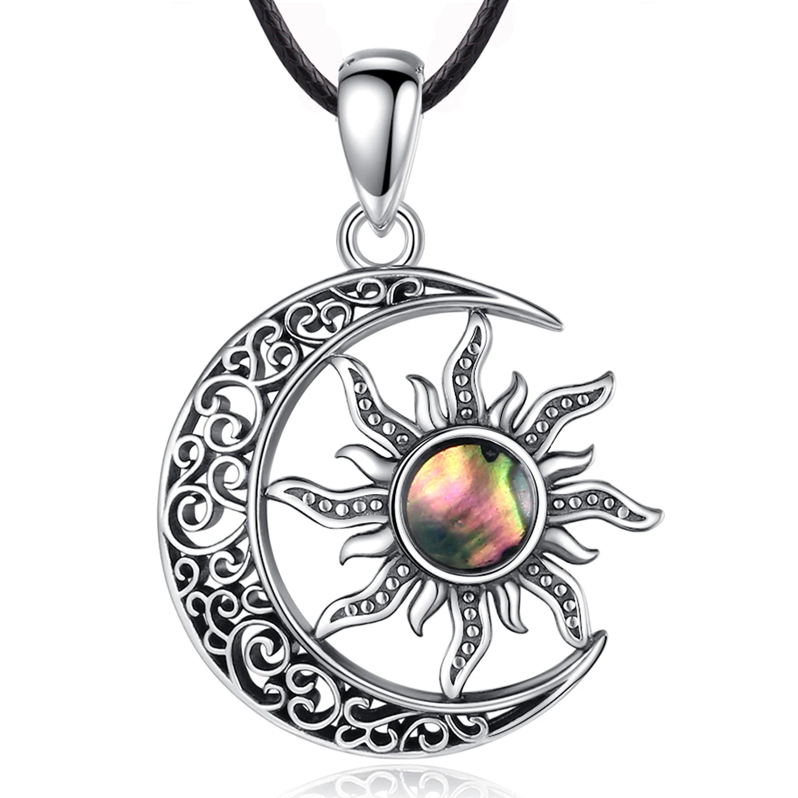 Necklace for Women & Man  925 Sterling Silver Sun Moon Pentagram Viking Celtic knot Moon Pendant Fine Jewelry party