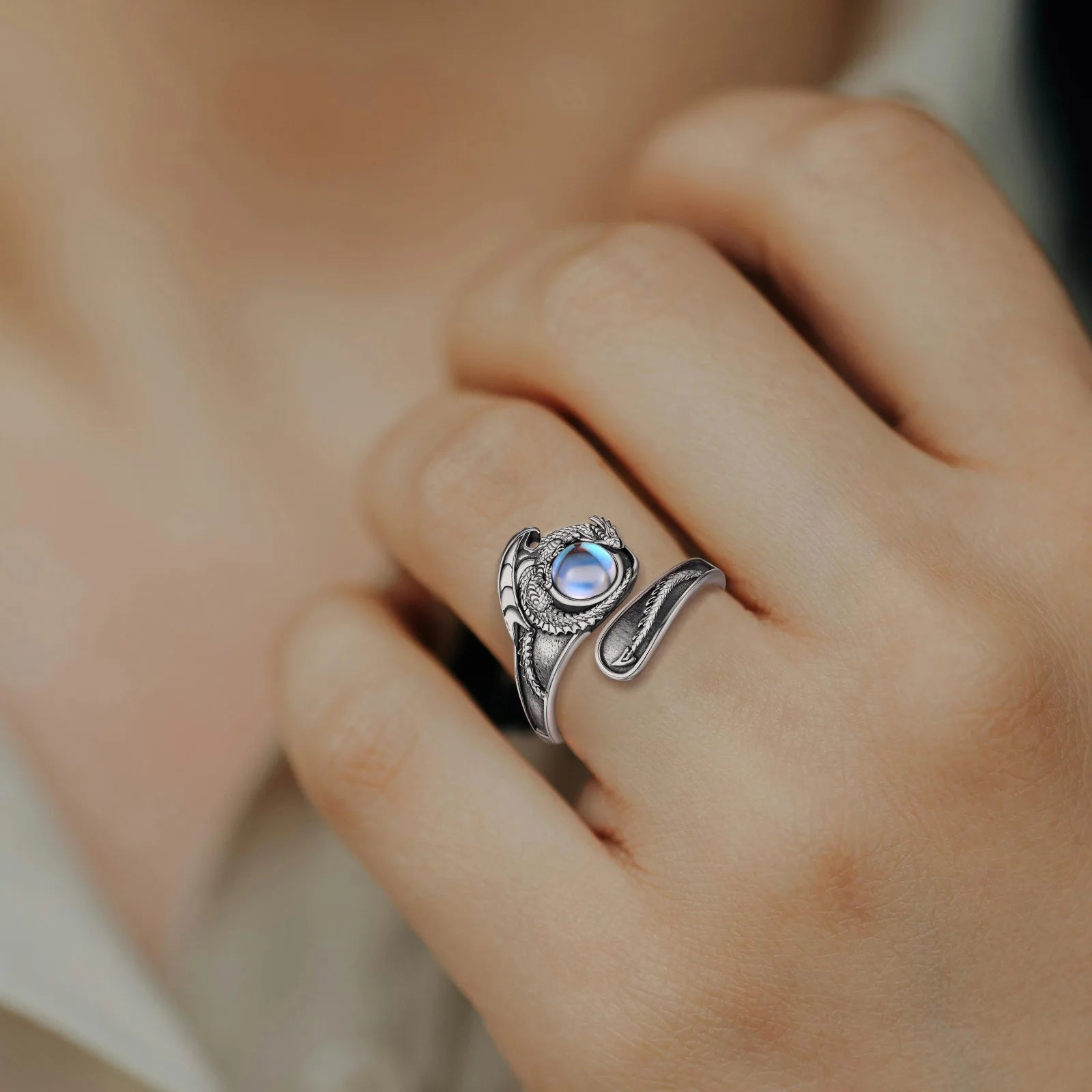 Ring Moonstone Dragon Spirit